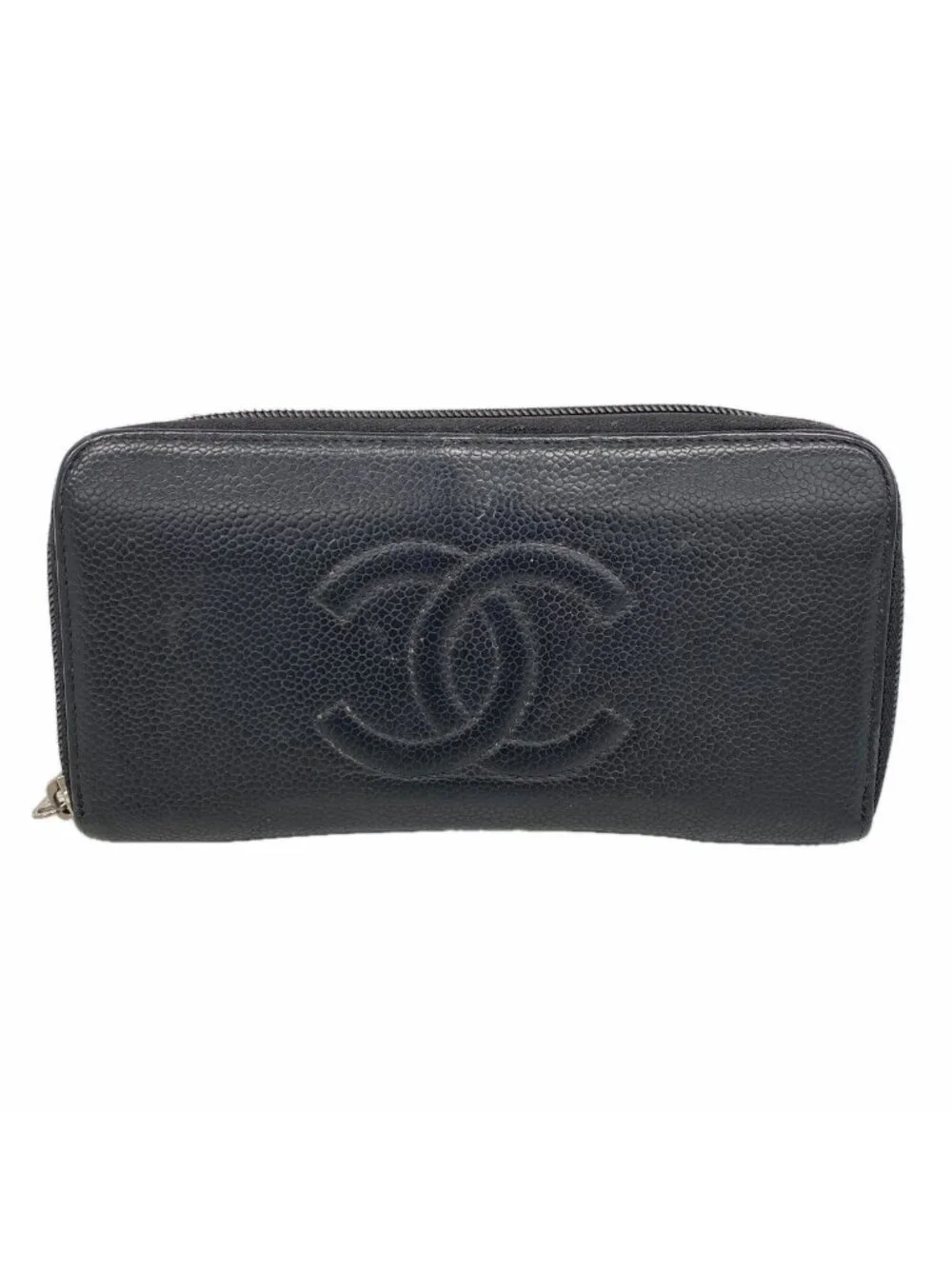 Chanel Wallet Caviar Leather Black Gold